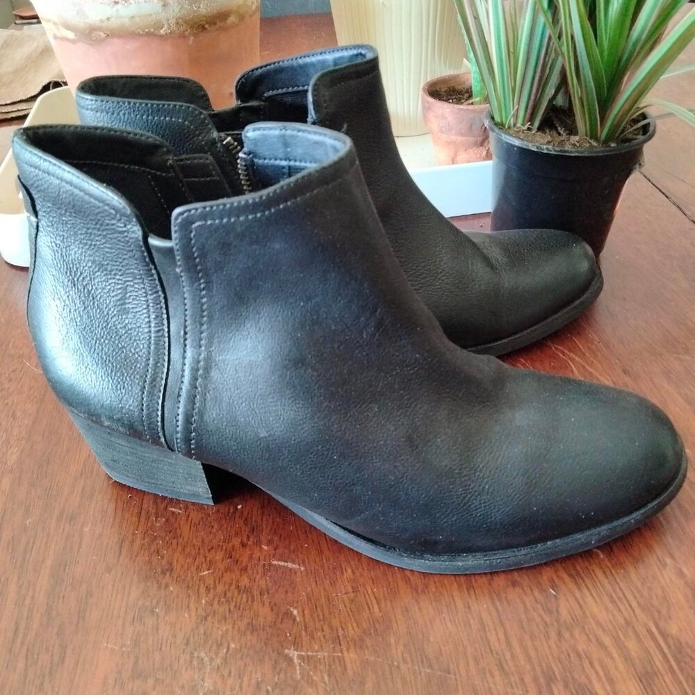 Black Leather Booties, 9.5